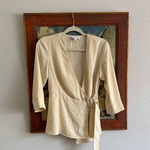Topshop Cream Wrap Top